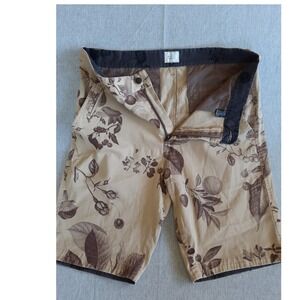 Split Men Sz‎ 32 Brown Floral Pattern Lined Zip Button Short High Rise Relax Fit